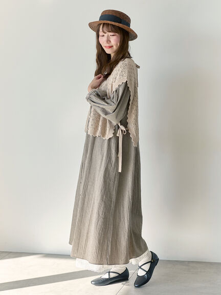 【Cross×Staff】前後2WAYワンピース（ブラック/ベージュ/ストライプ/ギンガムチェック）｜Samansa Mos2（サマンサ モスモス）通販