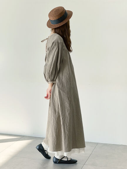 【Cross×Staff】前後2WAYワンピース（ブラック/ベージュ/ストライプ/ギンガムチェック）｜Samansa Mos2（サマンサ モスモス）通販