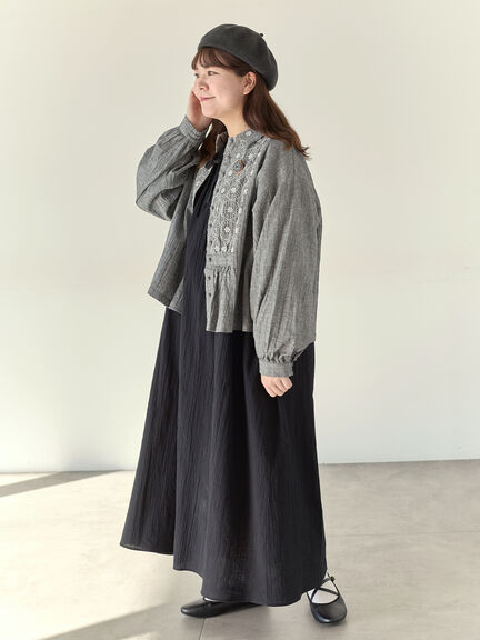 【Cross×Staff】前後2WAYワンピース（ブラック/ベージュ/ストライプ/ギンガムチェック）｜Samansa Mos2（サマンサ モスモス）通販