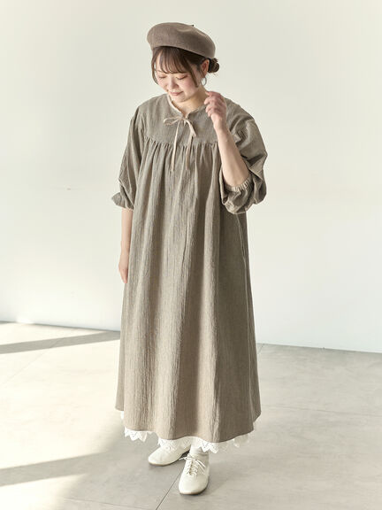 【Cross×Staff】前後2WAYワンピース（ブラック/ベージュ/ストライプ/ギンガムチェック）｜Samansa Mos2（サマンサ モスモス）通販