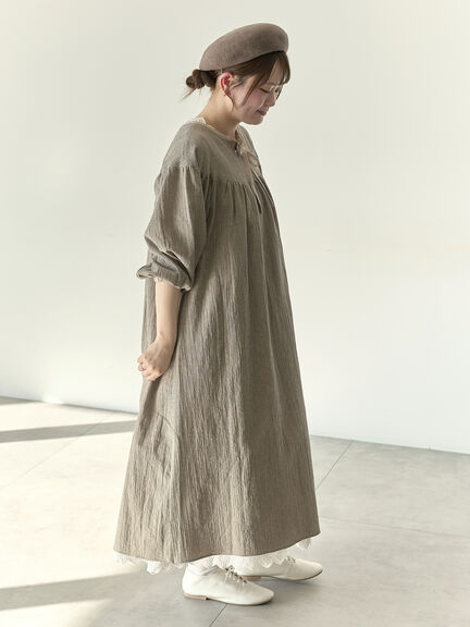 【Cross×Staff】前後2WAYワンピース（ブラック/ベージュ/ストライプ/ギンガムチェック）｜Samansa Mos2（サマンサ モスモス）通販