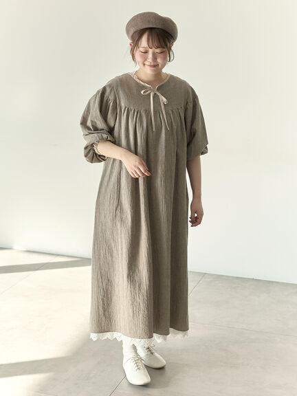 【Cross×Staff】前後2WAYワンピース（ブラック/ベージュ/ストライプ/ギンガムチェック）｜Samansa Mos2（サマンサ モスモス）通販