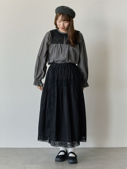 【Cross×Staff】レース襟付きブラウス（オフホワイト/チャコールグレー/グレージュ）｜Samansa Mos2（サマンサ モスモス）通販