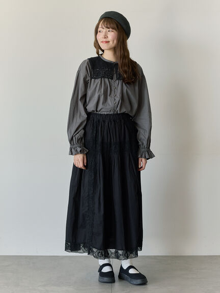 【Cross×Staff】レース襟付きブラウス（オフホワイト/チャコールグレー/グレージュ）｜Samansa Mos2（サマンサ モスモス）通販