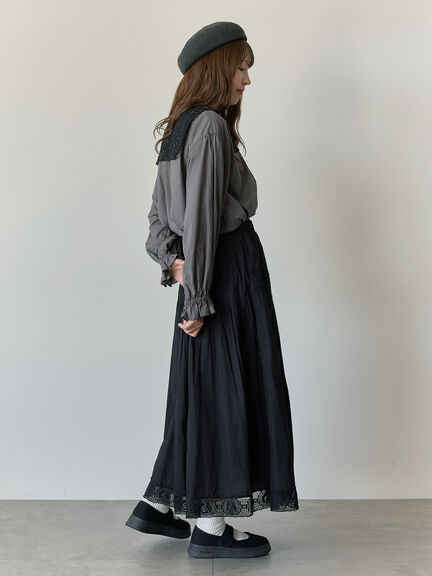 【Cross×Staff】レース襟付きブラウス（オフホワイト/チャコールグレー/グレージュ）｜Samansa Mos2（サマンサ モスモス）通販