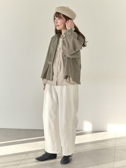 【Cross×Staff】レース襟付きブラウス（オフホワイト/チャコールグレー/グレージュ）｜Samansa Mos2（サマンサ モスモス）通販