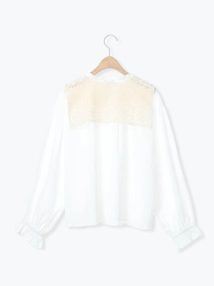 【Cross×Staff】レース襟付きブラウス（オフホワイト/チャコールグレー/グレージュ）｜Samansa Mos2（サマンサ モスモス）通販