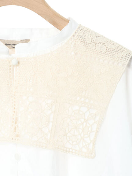 【Cross×Staff】レース襟付きブラウス（オフホワイト/チャコールグレー/グレージュ）｜Samansa Mos2（サマンサ モスモス）通販