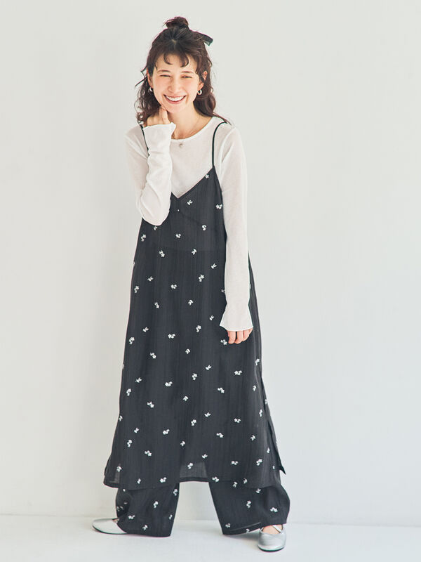 シアー楊柳刺繍キャミソールワンピース（オフホワイト/ブラック/ミント）｜Samansa Mos2（サマンサ モスモス）通販