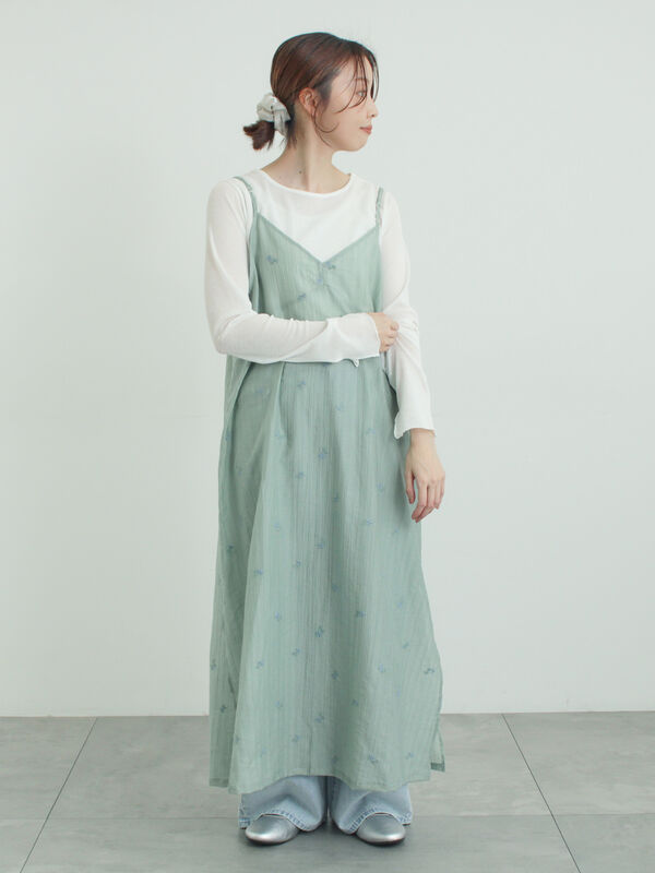 シアー楊柳刺繍キャミソールワンピース（ミント）｜Samansa Mos2（サマンサ モスモス）通販