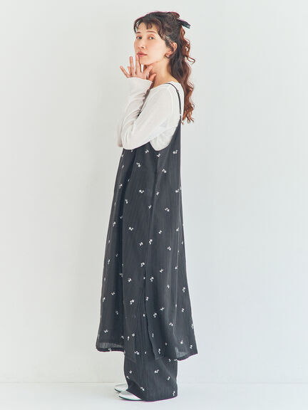 シアー楊柳刺繍キャミソールワンピース（オフホワイト/ブラック/ミント）｜Samansa Mos2（サマンサ モスモス）通販