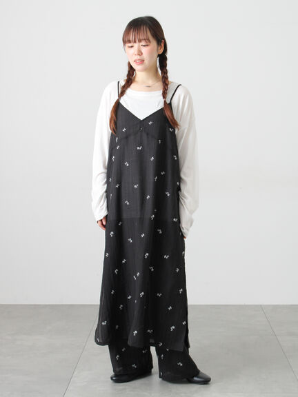 シアー楊柳刺繍キャミソールワンピース（オフホワイト/ブラック/ミント）｜Samansa Mos2（サマンサ モスモス）通販