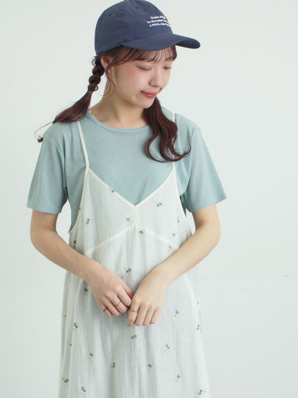 シアー楊柳刺繍キャミソールワンピース（オフホワイト/ブラック/ミント）｜Samansa Mos2（サマンサ モスモス）通販