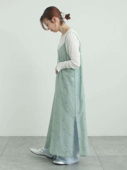 シアー楊柳刺繍キャミソールワンピース（オフホワイト/ブラック/ミント）｜Samansa Mos2（サマンサ モスモス）通販