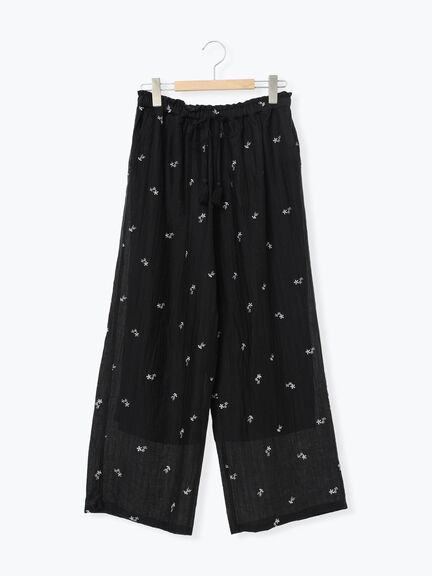 シアー楊柳刺繍イージーパンツ（オフホワイト/ブラック/ミント）｜Samansa Mos2（サマンサ モスモス）通販