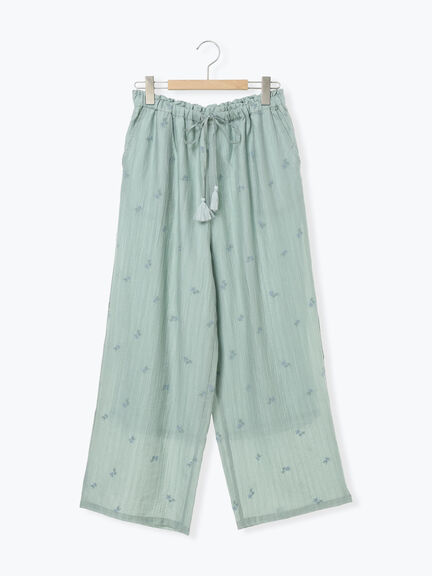 シアー楊柳刺繍イージーパンツ（オフホワイト/ブラック/ミント）｜Samansa Mos2（サマンサ モスモス）通販