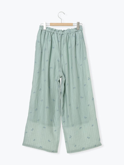 シアー楊柳刺繍イージーパンツ（オフホワイト/ブラック/ミント）｜Samansa Mos2（サマンサ モスモス）通販