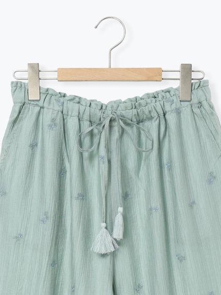 シアー楊柳刺繍イージーパンツ（オフホワイト/ブラック/ミント）｜Samansa Mos2（サマンサ モスモス）通販