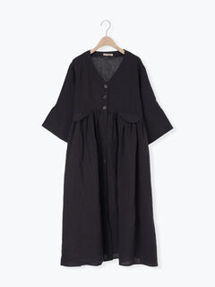 立川店/EC限定】リネンフラップコートワンピース（ネイビー/キナリ