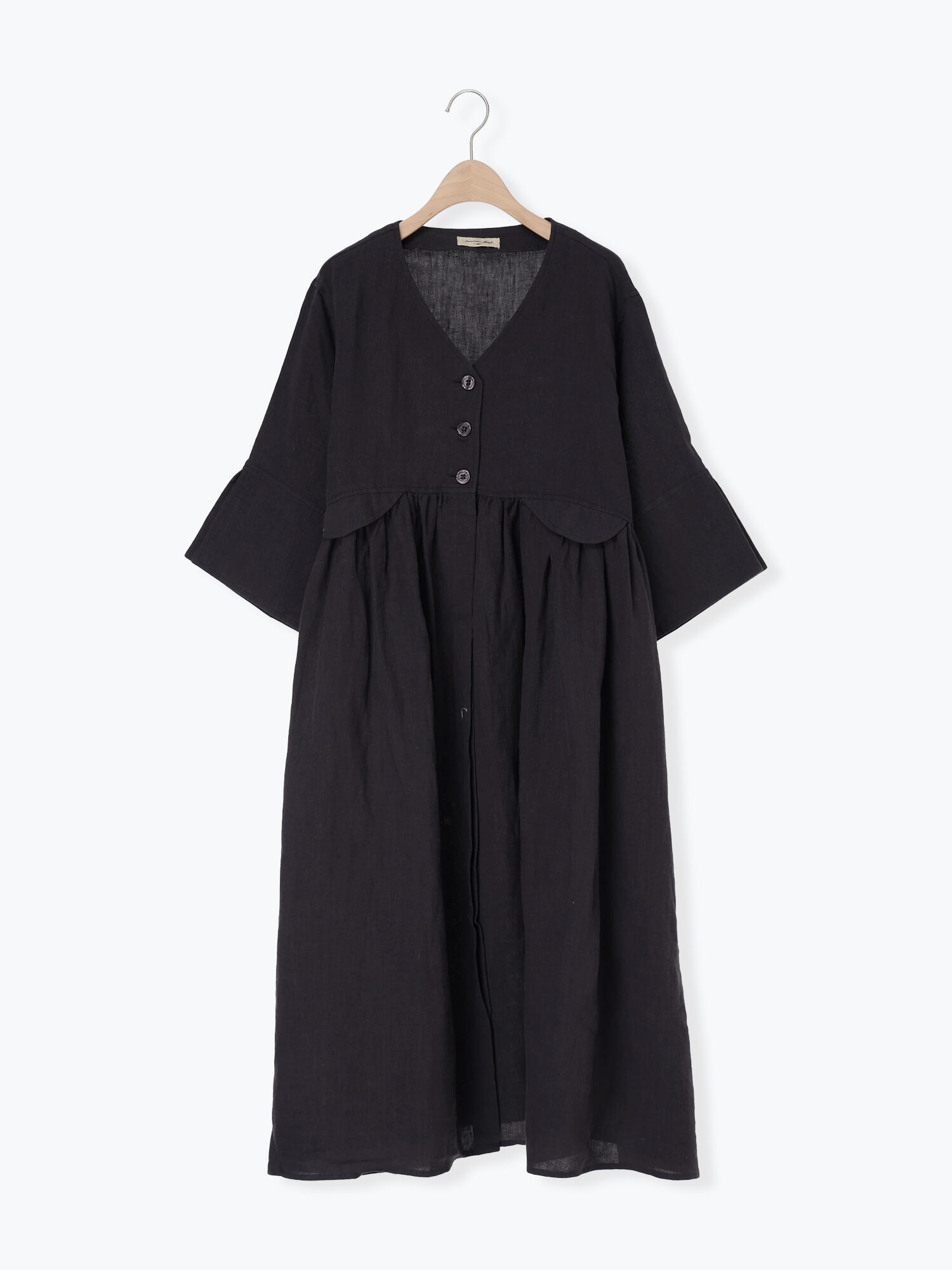 立川店/EC限定】リネンフラップコートワンピース（ネイビー/キナリ