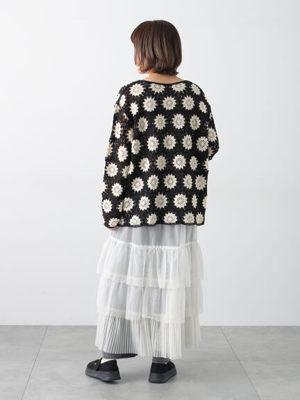 モチーフ編みニットプルオーバー（オフホワイト/ブラック/ミント/キナリ）｜Samansa Mos2（サマンサ モスモス）通販