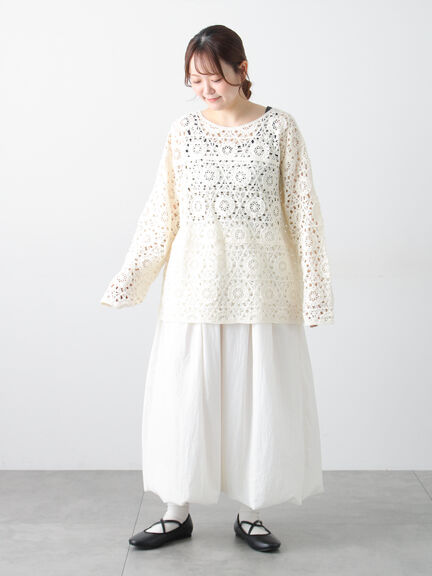 モチーフ編みニットプルオーバー（オフホワイト/ブラック/ミント/キナリ）｜Samansa Mos2（サマンサ モスモス）通販