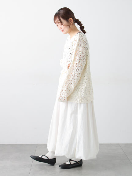 モチーフ編みニットプルオーバー（オフホワイト/ブラック/ミント/キナリ）｜Samansa Mos2（サマンサ モスモス）通販