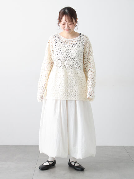 モチーフ編みニットプルオーバー（オフホワイト/ブラック/ミント/キナリ）｜Samansa Mos2（サマンサ モスモス）通販