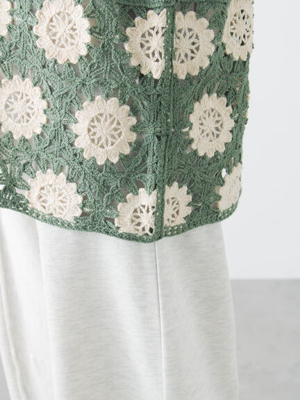 モチーフ編みニットプルオーバー（オフホワイト/ブラック/ミント/キナリ）｜Samansa Mos2（サマンサ モスモス）通販