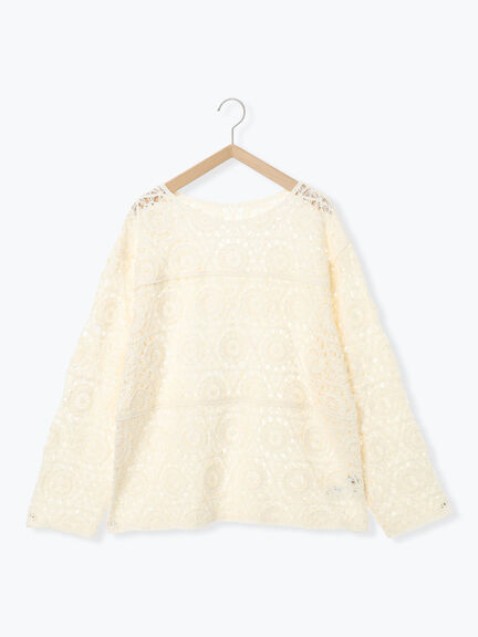 モチーフ編みニットプルオーバー（オフホワイト/ブラック/ミント/キナリ）｜Samansa Mos2（サマンサ モスモス）通販