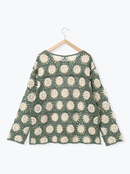 モチーフ編みニットプルオーバー（オフホワイト/ブラック/ミント/キナリ）｜Samansa Mos2（サマンサ モスモス）通販