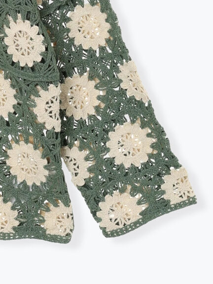 モチーフ編みニットプルオーバー（オフホワイト/ブラック/ミント/キナリ）｜Samansa Mos2（サマンサ モスモス）通販