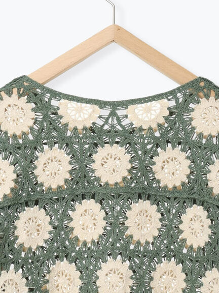 モチーフ編みニットプルオーバー（オフホワイト/ブラック/ミント/キナリ）｜Samansa Mos2（サマンサ モスモス）通販