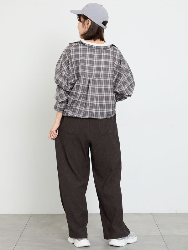 グレーチェックシャツ ツイル ソフト オンブレ チェック シャツ