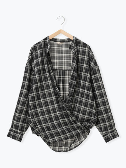 【マルチウェイ/イージーケア】チェック柄ビッグシャツ（グレー/ブラック/ベージュ）｜Samansa Mos2（サマンサ モスモス）通販