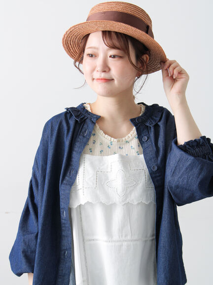 カットワーク刺繍キャミチュニック（オフホワイト/ブラック/サックスブルー）｜Samansa Mos2（サマンサ モスモス）通販