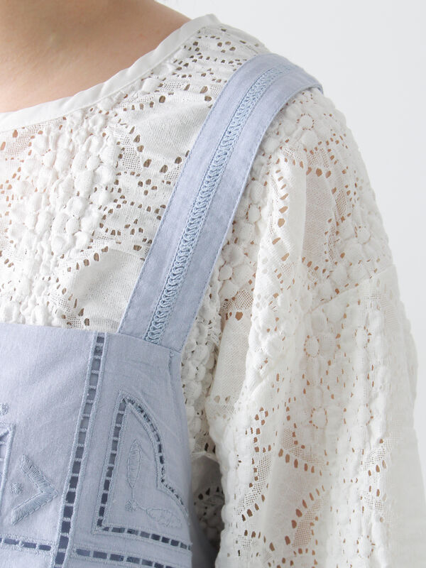 セール】 カットワーク刺繍キャミチュニック（オフホワイト/ブラック