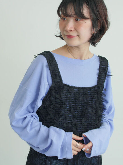 ファンシーヤーンビスチェ（ブラック/キナリ）｜Samansa Mos2（サマンサ モスモス）通販