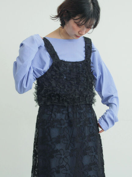 ファンシーヤーンビスチェ（ブラック/キナリ）｜Samansa Mos2（サマンサ モスモス）通販