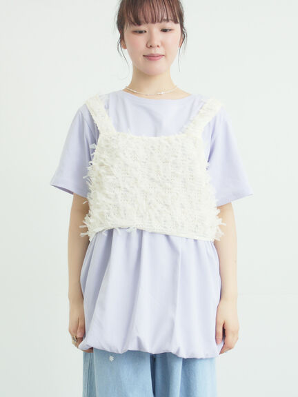 ファンシーヤーンビスチェ（ブラック/キナリ）｜Samansa Mos2（サマンサ モスモス）通販