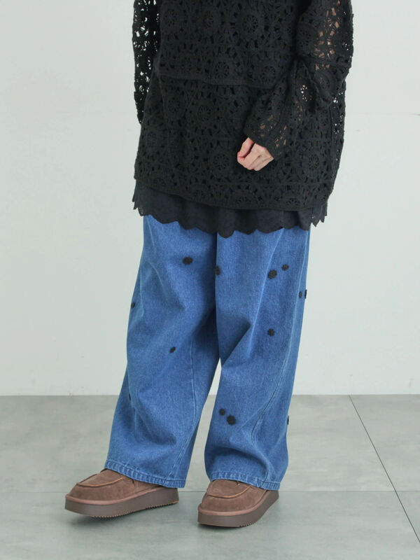 3Dレースモチーフ付きパンツ（ブルー）｜Samansa Mos2（サマンサ モスモス）通販