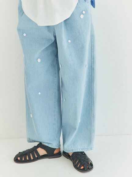 3Dレースモチーフ付きパンツ（サックスブルー/ブルー/キナリ）｜Samansa Mos2（サマンサ モスモス）通販