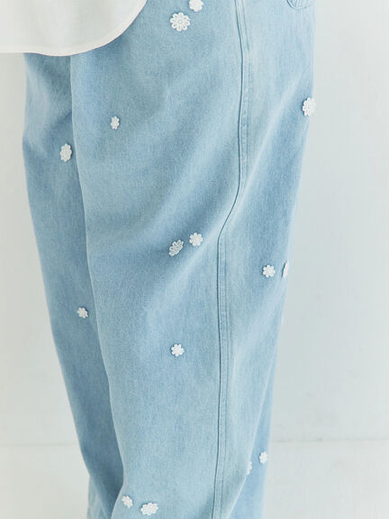 3Dレースモチーフ付きパンツ（サックスブルー/ブルー/キナリ）｜Samansa Mos2（サマンサ モスモス）通販