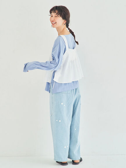 3Dレースモチーフ付きパンツ（サックスブルー/ブルー/キナリ）｜Samansa Mos2（サマンサ モスモス）通販