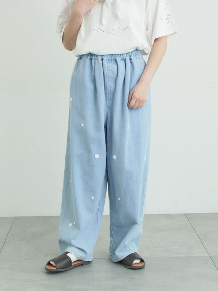 3Dレースモチーフ付きパンツ（サックスブルー/ブルー/キナリ）｜Samansa Mos2（サマンサ モスモス）通販