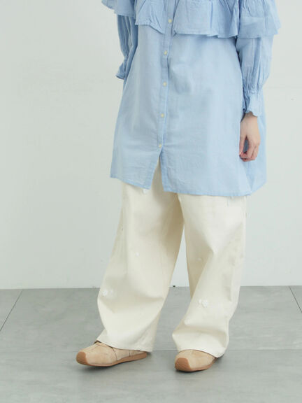 3Dレースモチーフ付きパンツ（サックスブルー/ブルー/キナリ）｜Samansa Mos2（サマンサ モスモス）通販