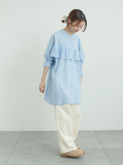 3Dレースモチーフ付きパンツ（サックスブルー/ブルー/キナリ）｜Samansa Mos2（サマンサ モスモス）通販