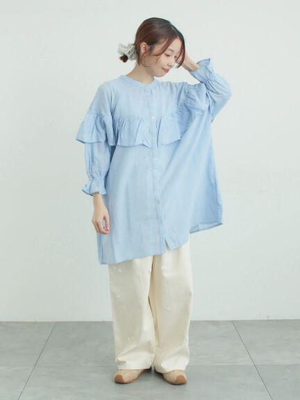 3Dレースモチーフ付きパンツ（サックスブルー/ブルー/キナリ）｜Samansa Mos2（サマンサ モスモス）通販