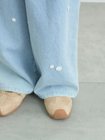 3Dレースモチーフ付きパンツ（サックスブルー/ブルー/キナリ）｜Samansa Mos2（サマンサ モスモス）通販