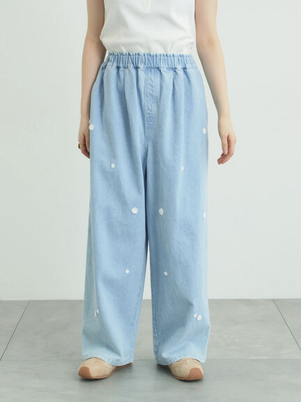 3Dレースモチーフ付きパンツ（サックスブルー/ブルー/キナリ）｜Samansa Mos2（サマンサ モスモス）通販